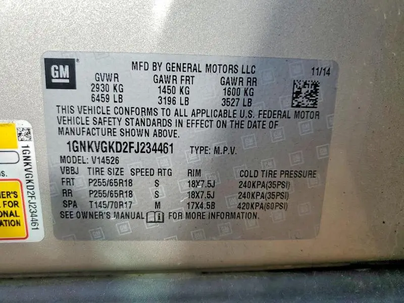 2015 CHEVROLET TRAVERSE LT  