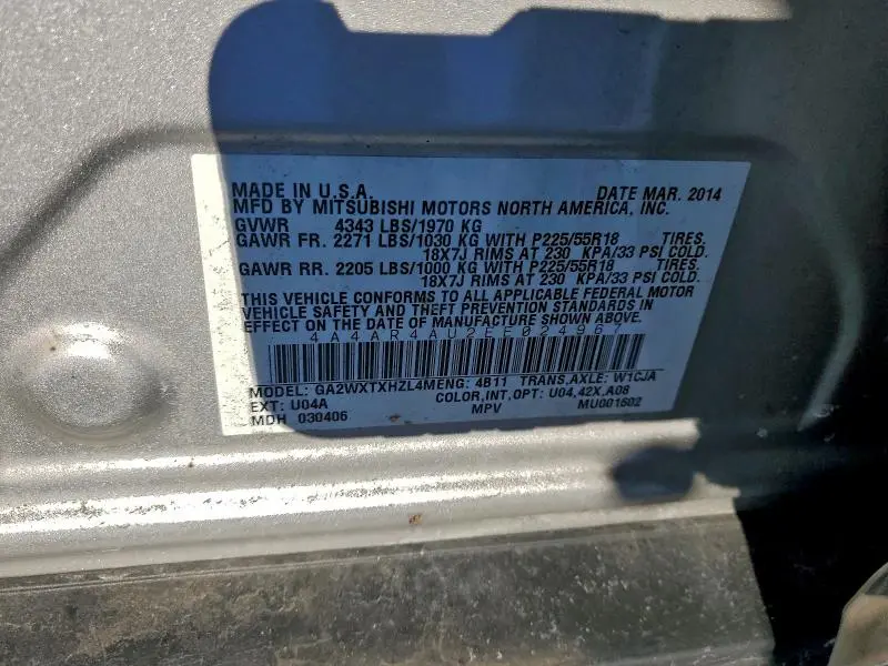 2014 MITSUBISHI OUTLANDER SPORT SE  