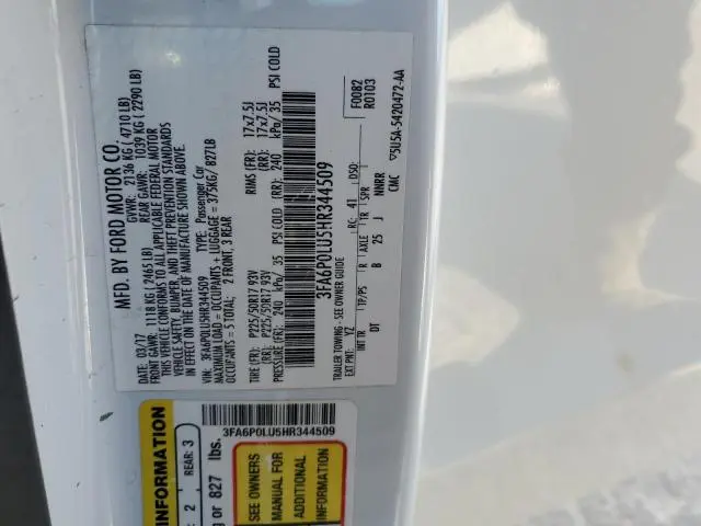 2017 FORD FUSION SE HYBRID  