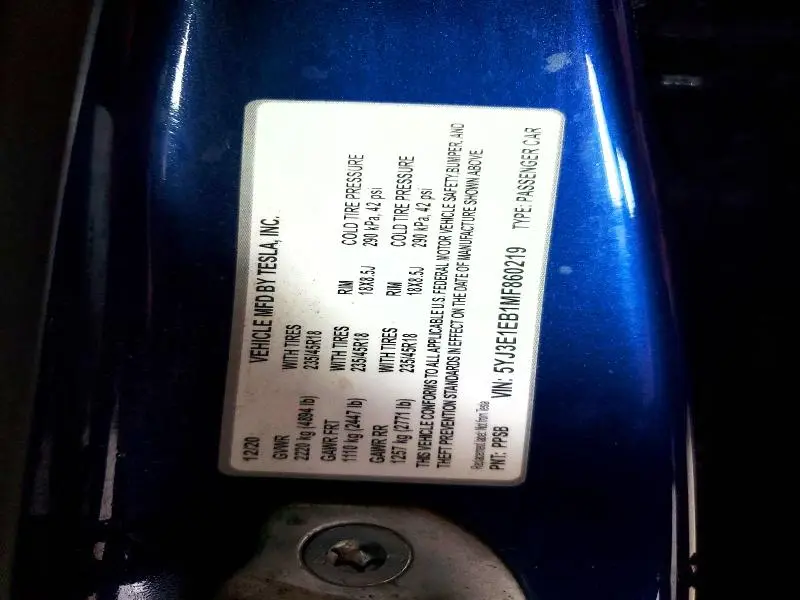 2021 TESLA MODEL 3   
