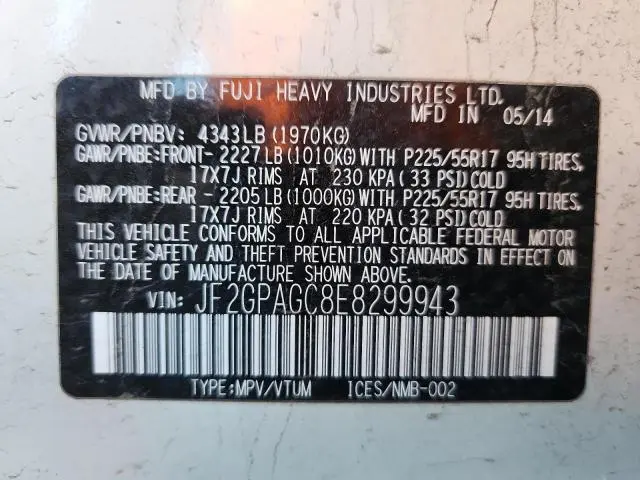 2014 SUBARU XV CROSSTREK 2.0 LIMITED  