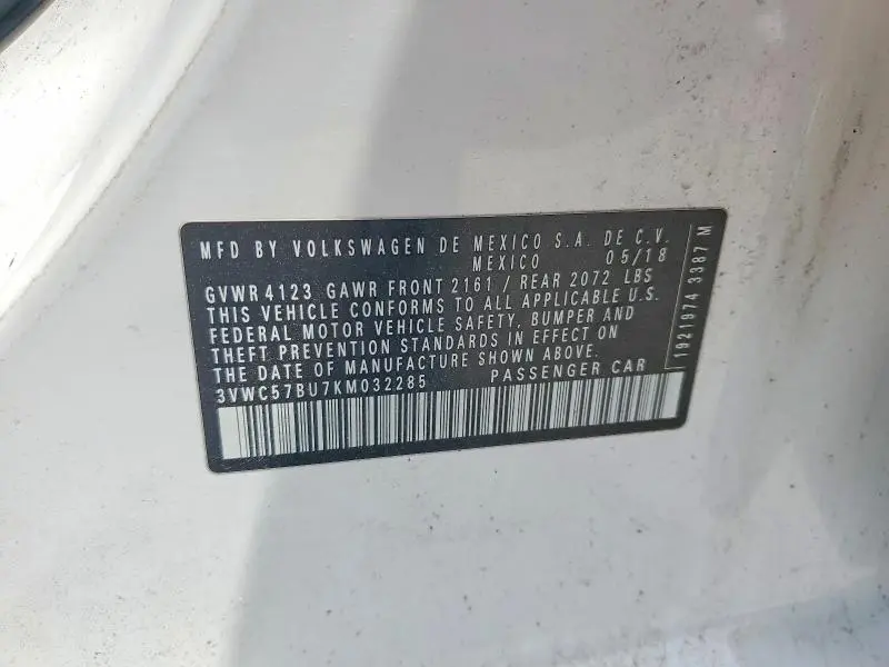 2019 VOLKSWAGEN JETTA S  