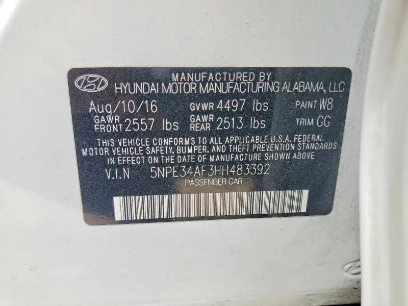2017 HYUNDAI SONATA LIMITED  