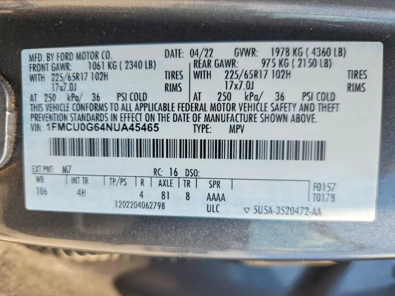 2022 FORD ESCAPE SE  
