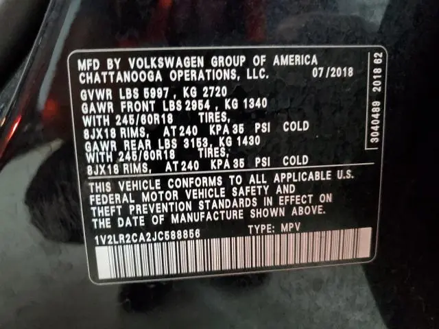 2018 VOLKSWAGEN ATLAS SE  