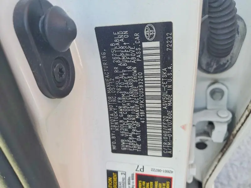 2012 TOYOTA CAMRY SE  