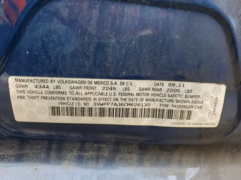 2012 VOLKSWAGEN JETTA S  