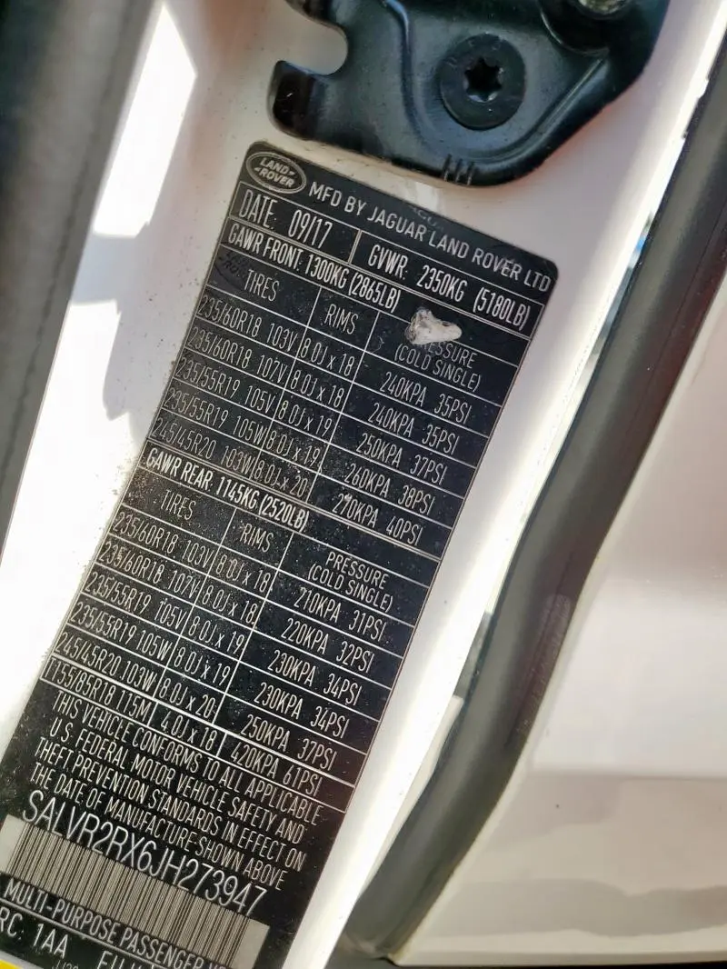 2018 LAND ROVER RANGE ROVER EVOQUE HSE  