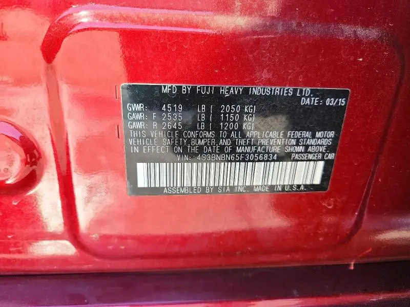 2015 SUBARU LEGACY 2.5I LIMITED  