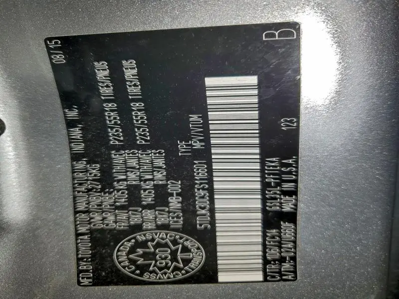 2015 TOYOTA SIENNA LE  