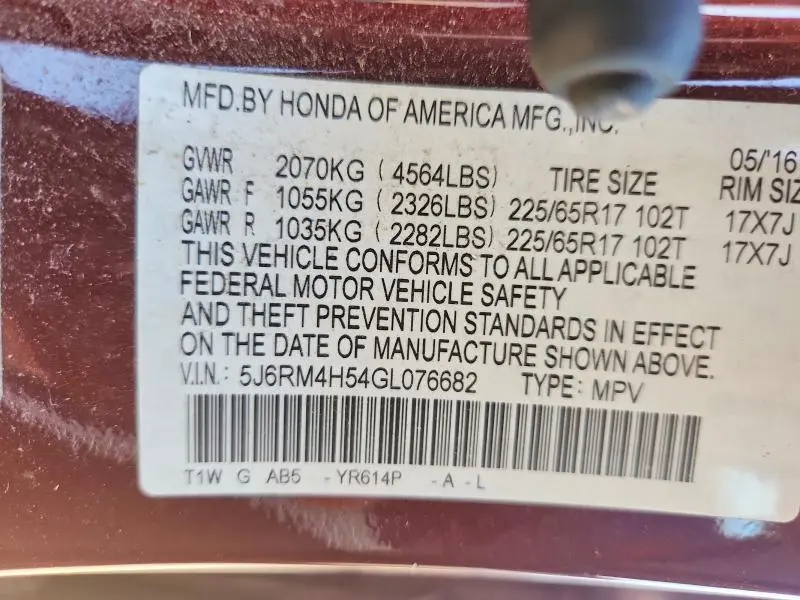 2016 HONDA CR-V EX  