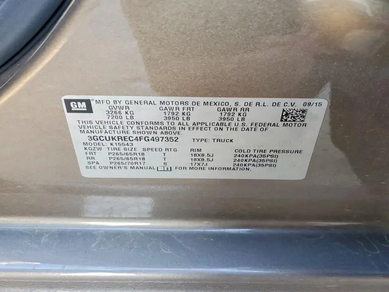 2015 CHEVROLET SILVERADO K1500 LT  