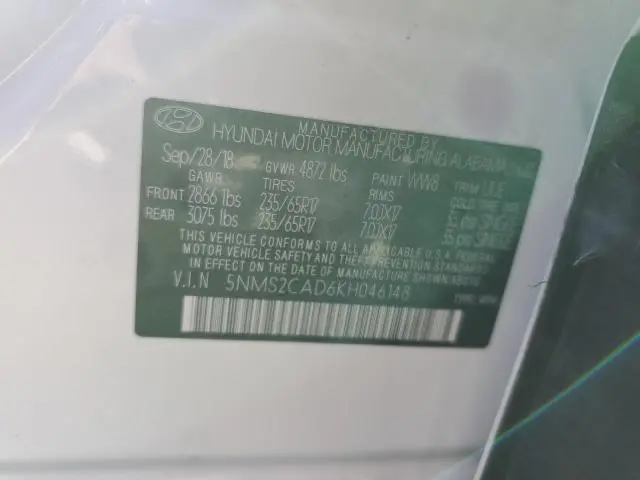 2019 HYUNDAI SANTA FE SE  