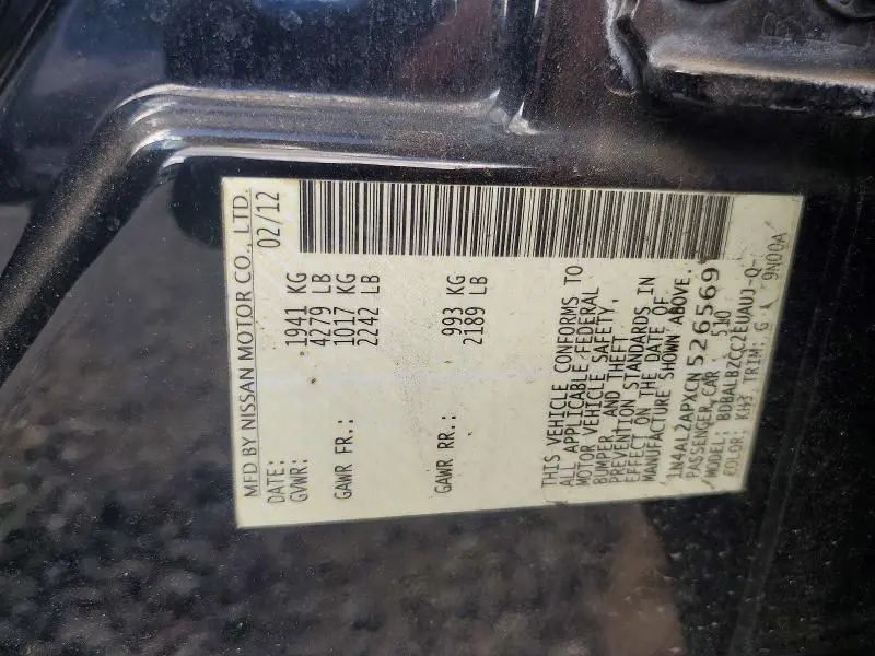 2012 NISSAN ALTIMA 2.5  