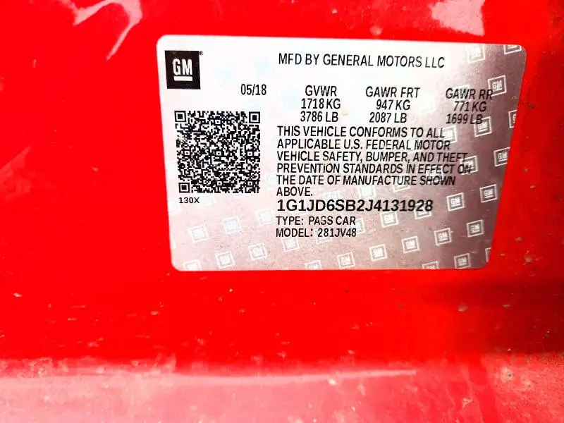 2018 CHEVROLET SONIC LT  