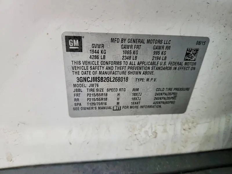 2016 CHEVROLET TRAX LTZ  