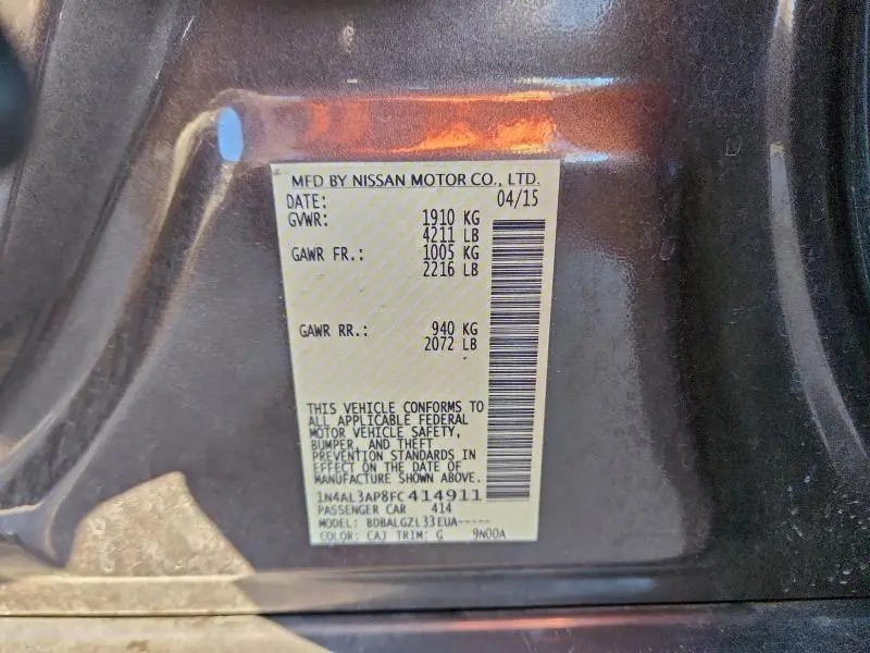 2015 NISSAN ALTIMA 2.5  