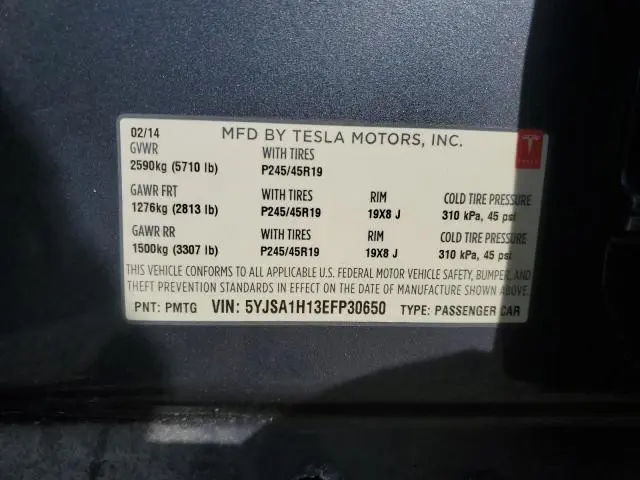 2014 TESLA MODEL S   