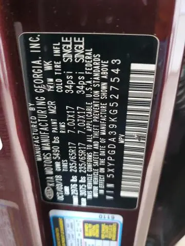 2019 KIA SORENTO L  