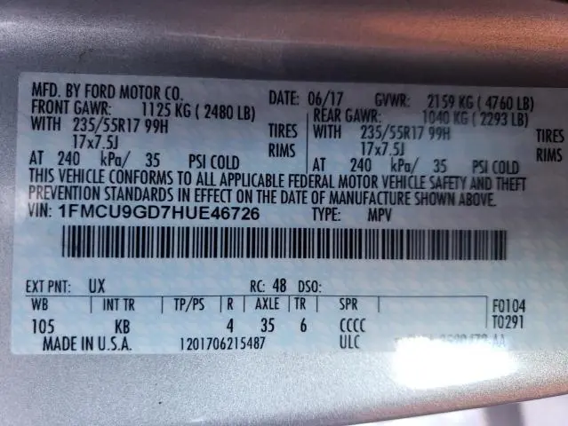 2017 FORD ESCAPE SE