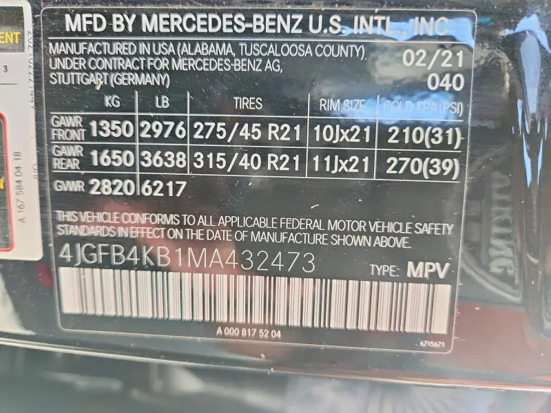 2021 MERCEDES-BENZ GLE 350 4MATIC  