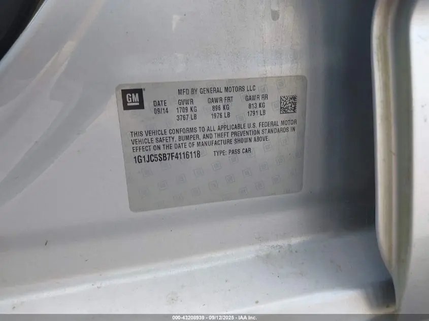 2015 CHEVROLET SONIC LT AUTO