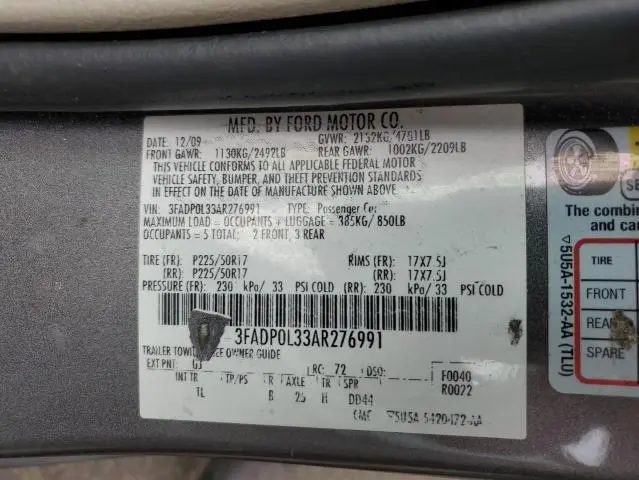 2010 FORD FUSION HYBRID  
