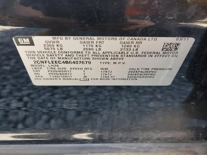 2011 CHEVROLET EQUINOX LT  