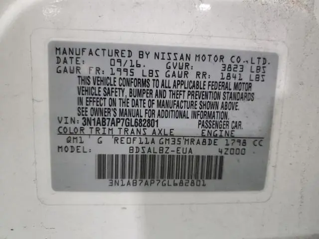 2016 NISSAN SENTRA S  