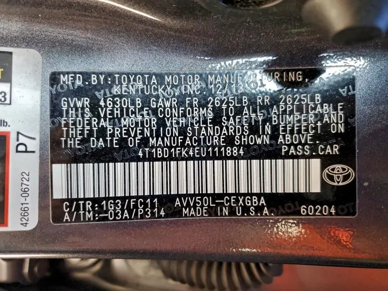 2014 TOYOTA CAMRY HYBRID  