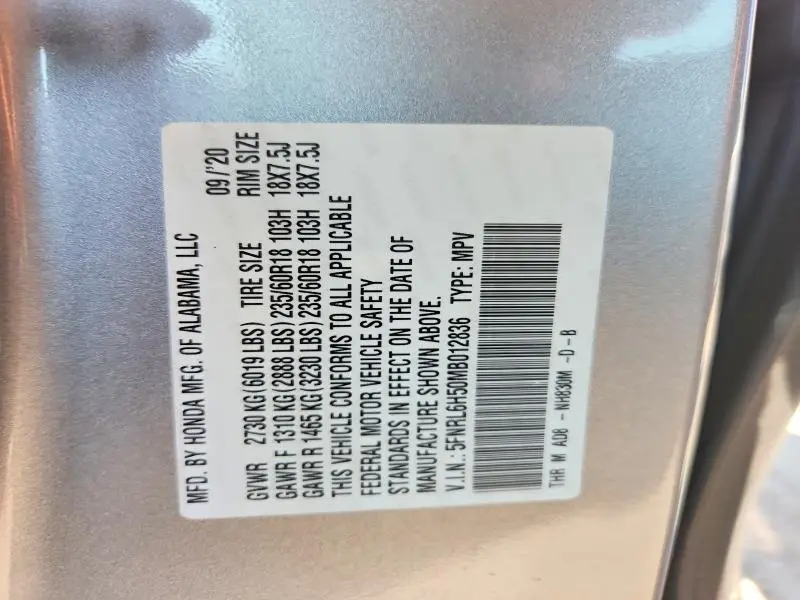 2021 HONDA ODYSEEY   