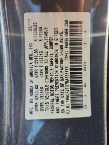 2017 HONDA ACCORD LX