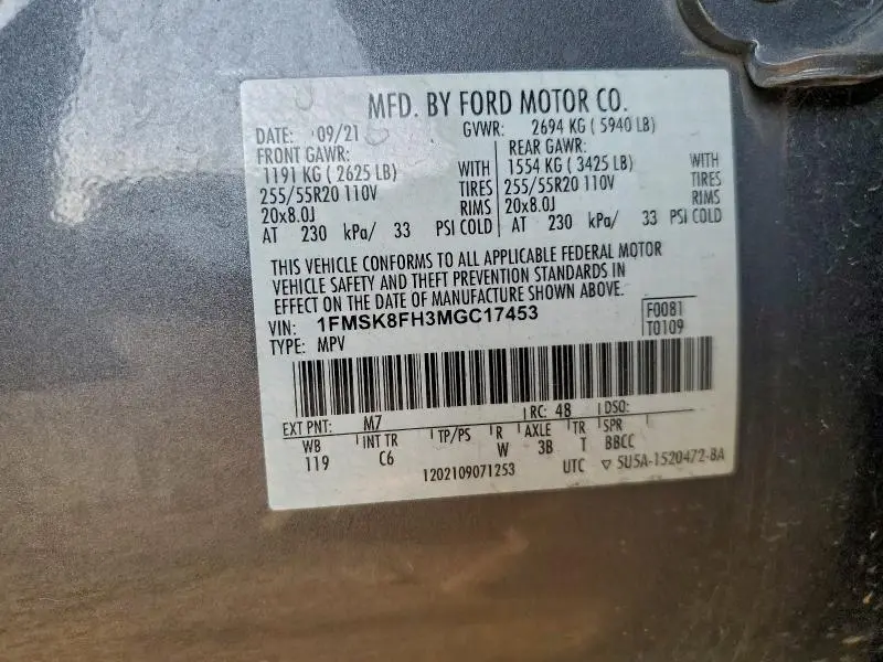 2021 FORD EXPLORER LIMITED  