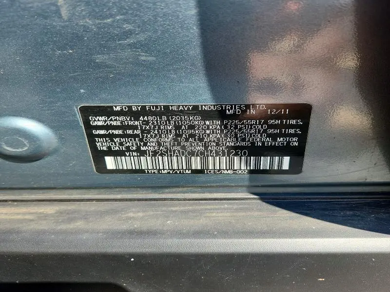 2012 SUBARU FORESTER 2.5X PREMIUM  