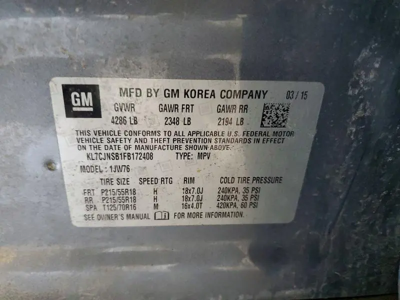 2015 CHEVROLET TRAX LTZ  