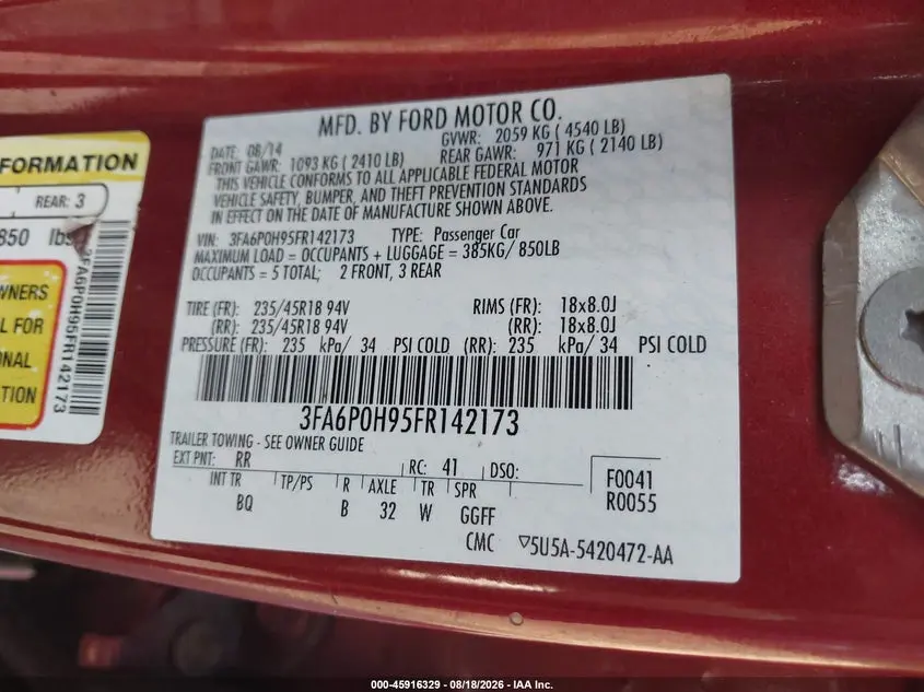 2015 FORD FUSION SE