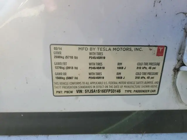 2014 TESLA MODEL S   