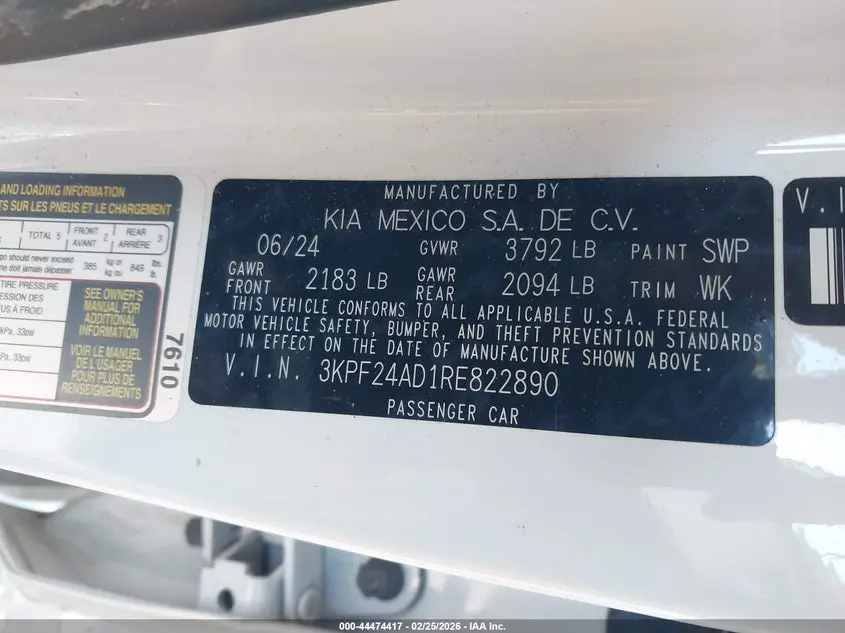2024 KIA FORTE LXS