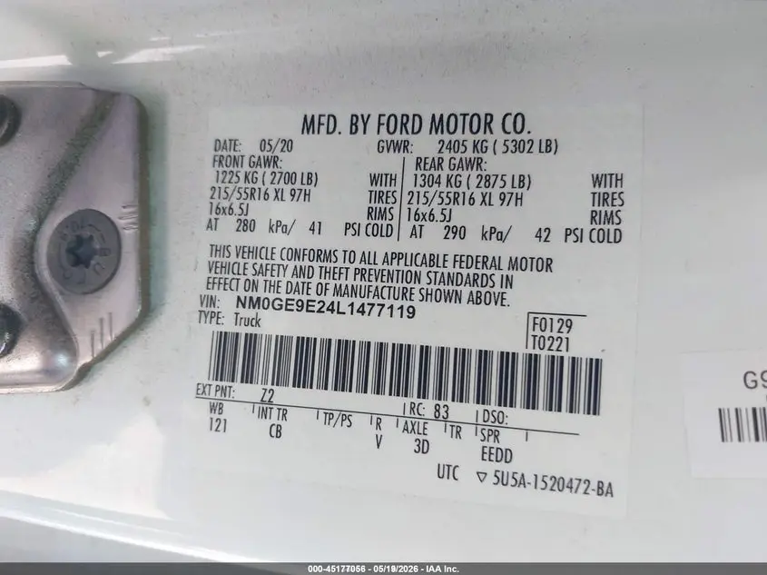 2020 FORD TRANSIT CONNECT XL PASSENGER