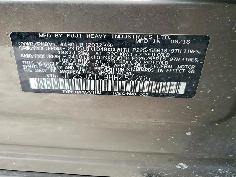 2017 SUBARU FORESTER 2.5I TOURING  