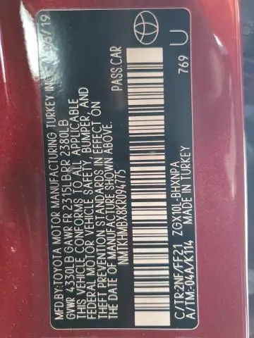 2019 TOYOTA C-HR XLE  