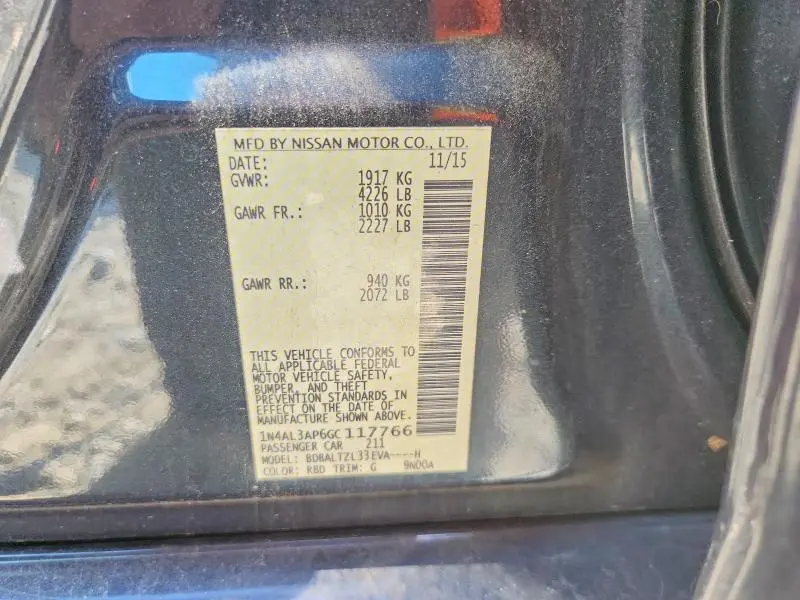 2016 NISSAN ALTIMA 2.5 SL  