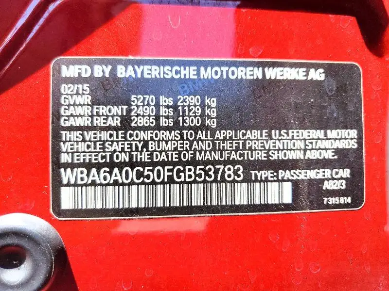 2015 BMW 640 I GRAN COUPE  