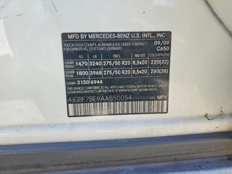 2010 MERCEDES-BENZ GL 450 4MATIC  