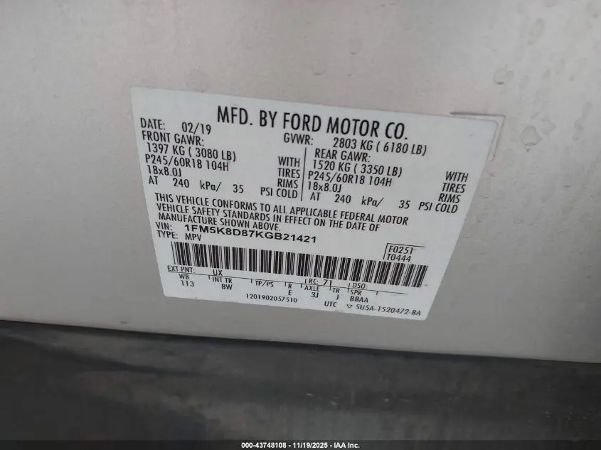 2019 FORD EXPLORER XLT