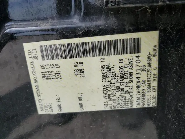 2012 NISSAN ALTIMA BASE  