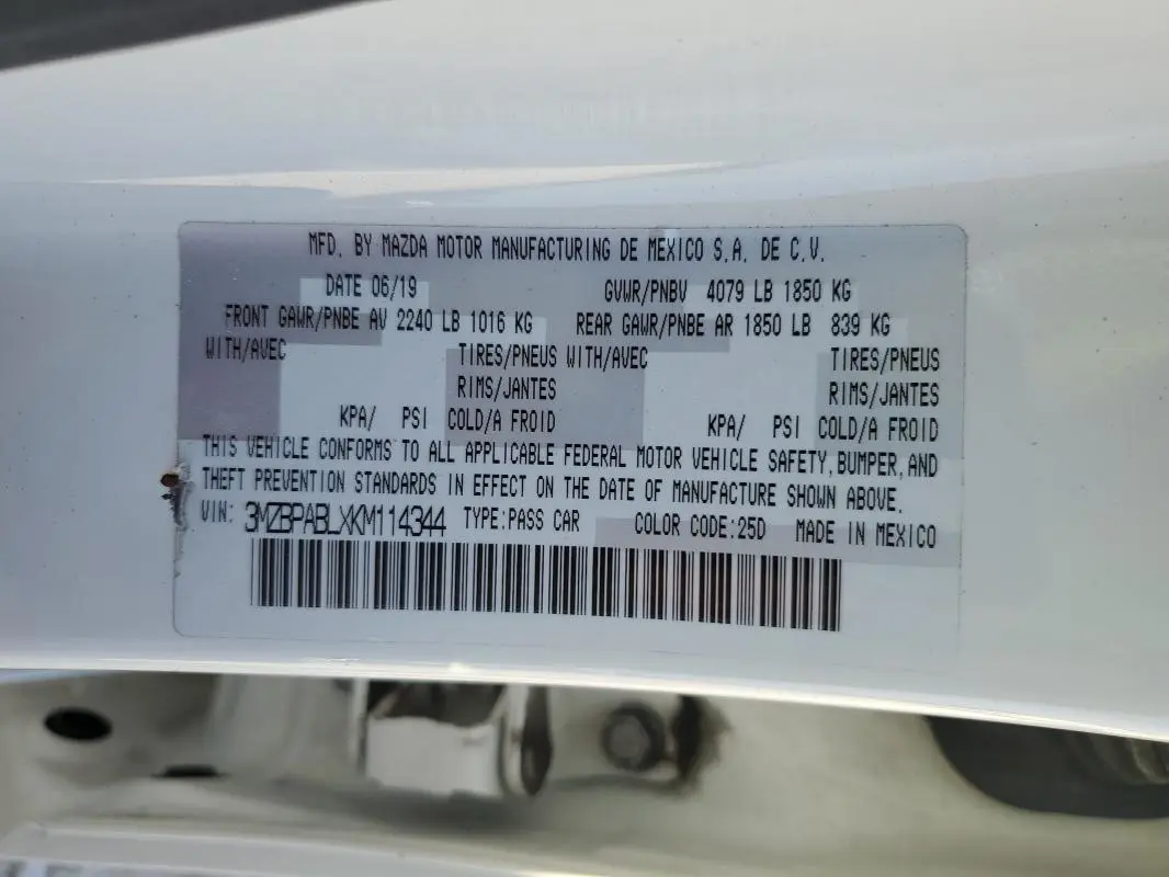 2019 MAZDA 3   