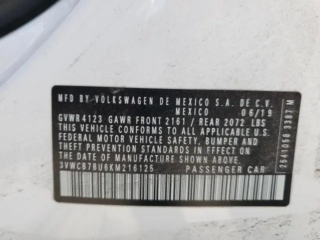 2019 VOLKSWAGEN JETTA S  