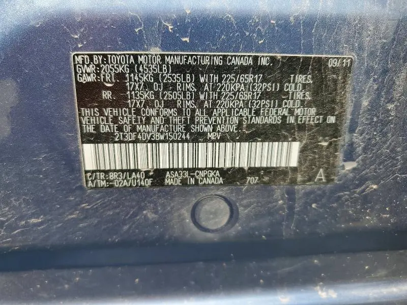 2011 TOYOTA RAV4 LIMITED  
