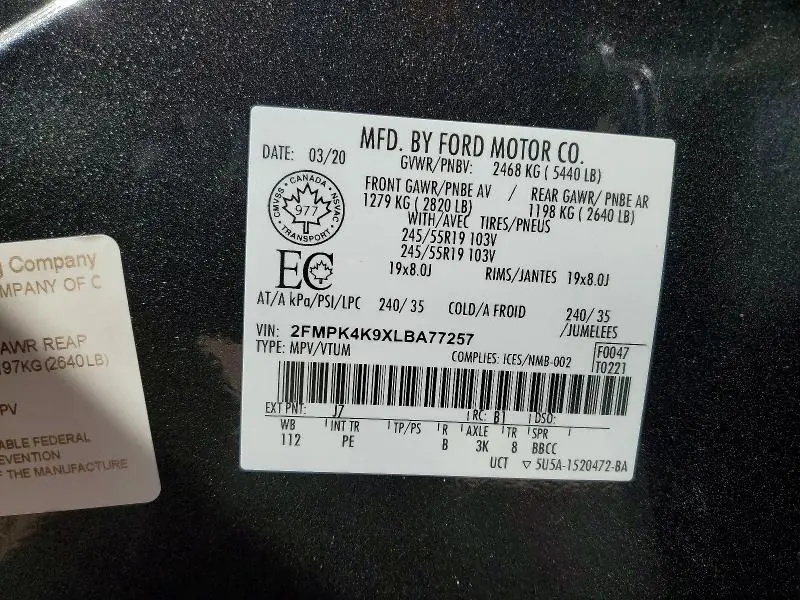 2020 FORD EDGE TITANIUM  